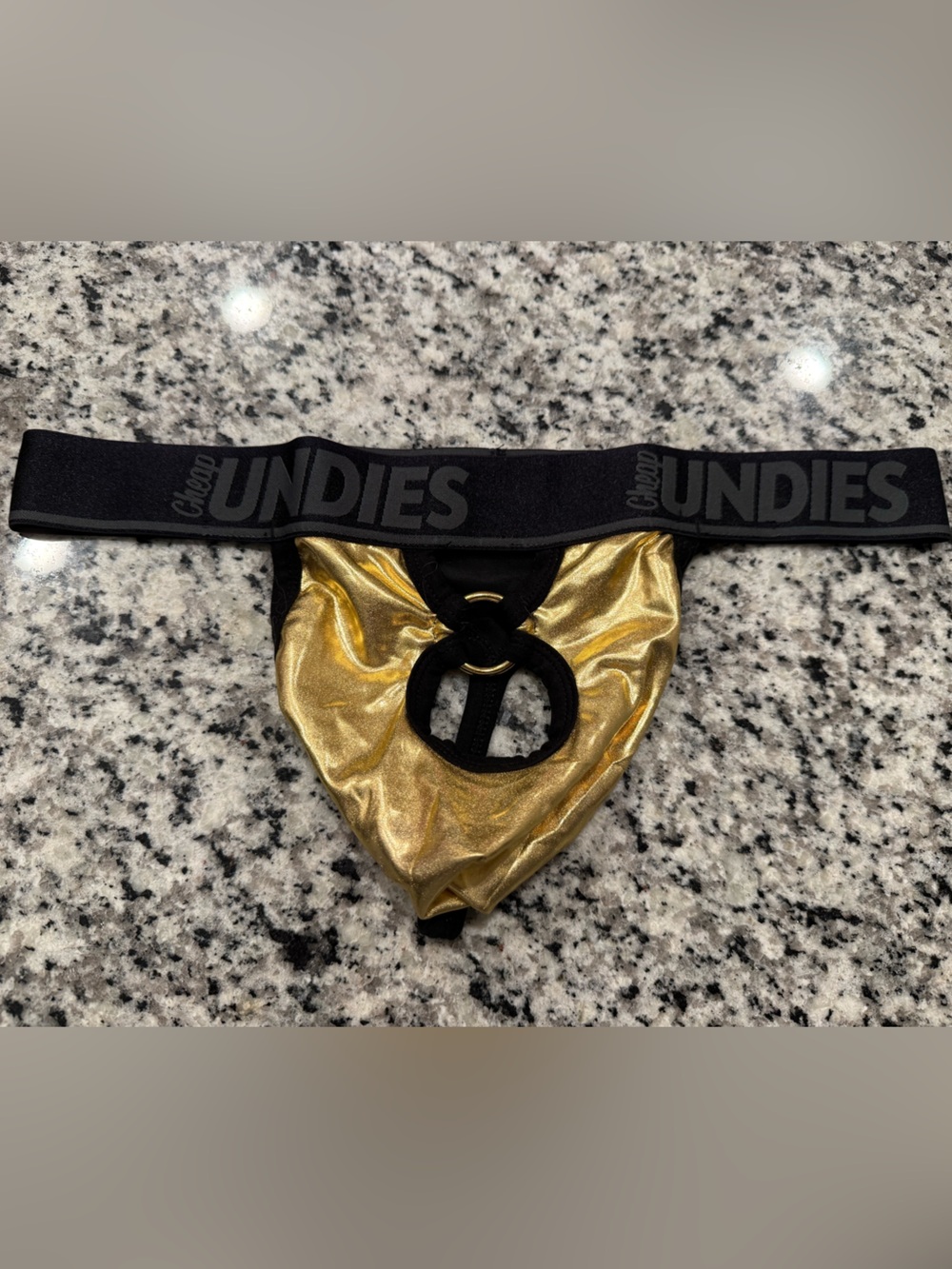 Mens Cheapundies Gold Ring Thong Large